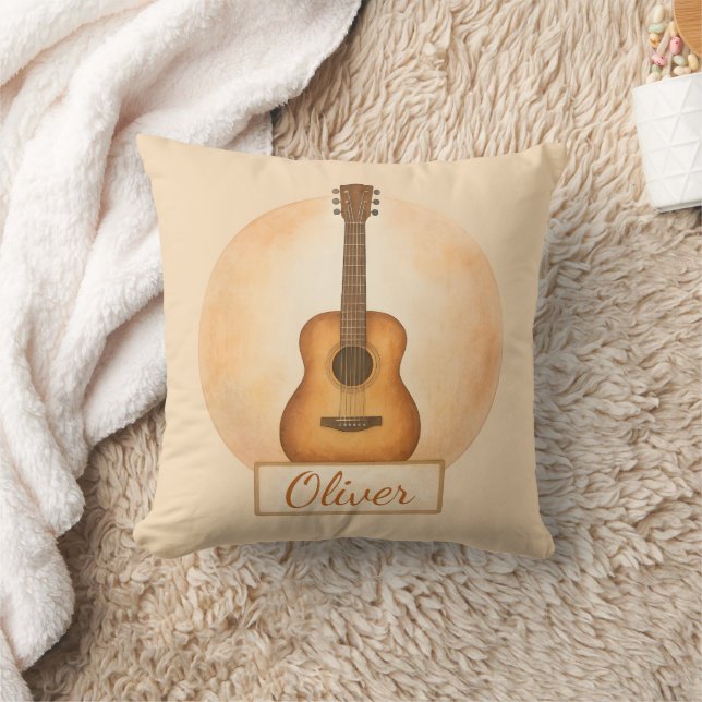 Coussin Personalized Name Acoustic Guitar For Music Lovers (Couverture)