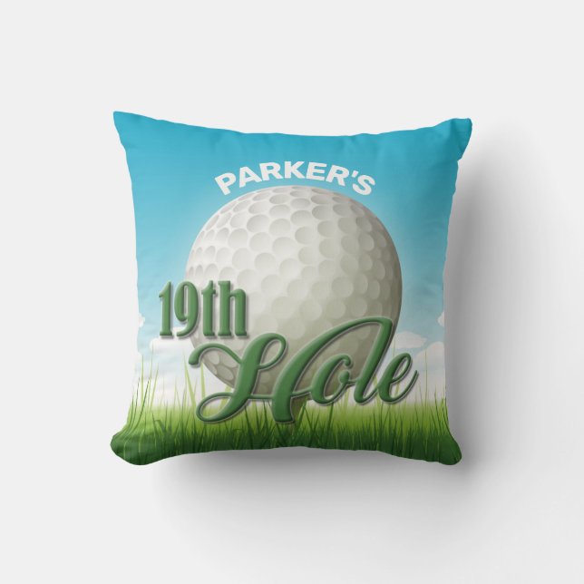 Coussin PERSONALIZED NAME Golfer Golf Pro Ball 19th Hole (Recto)