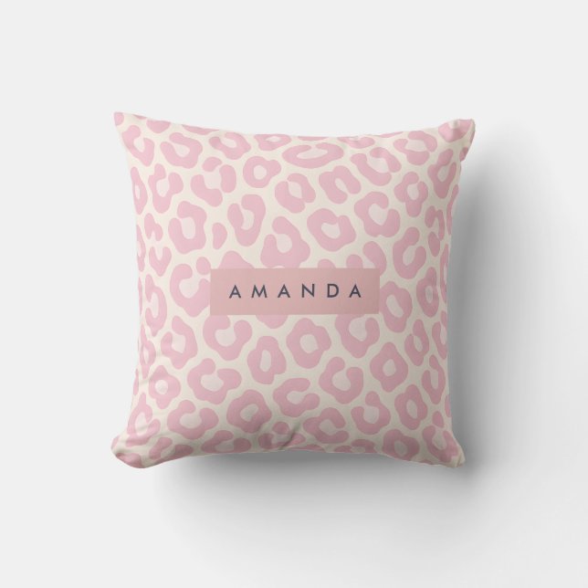 Coussin Personalized Pastel Blush Pink Leopard Print (Recto)