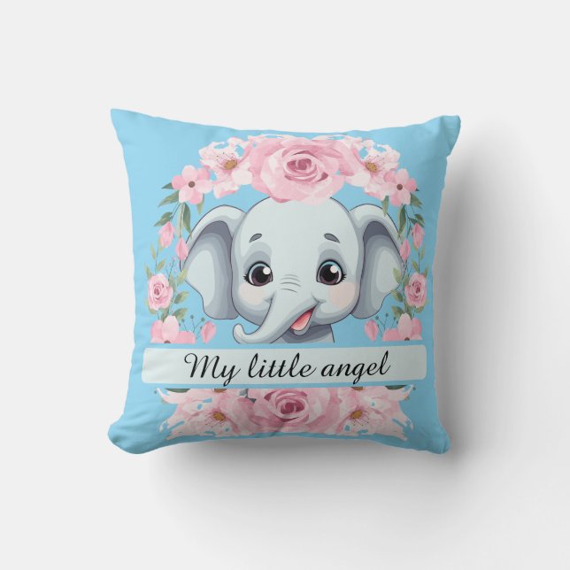 Coussin Personalized Pink Elephant Throw Pillow (Recto)
