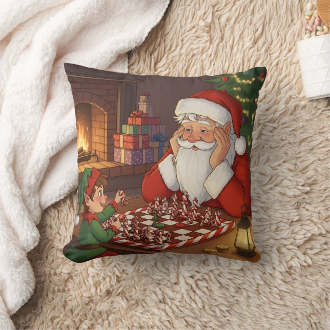 Coussin Personalized Santa & Elf Chess Game Christmas (Couverture)
