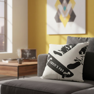 Coussin Personalized Skateboard Jump – Black And White