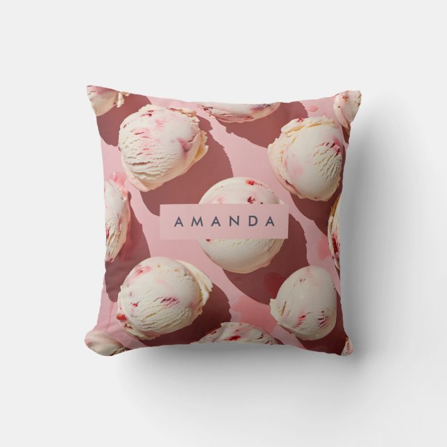 Coussin Personalized Strawberry Cream Swirl Aesthetic (Recto)
