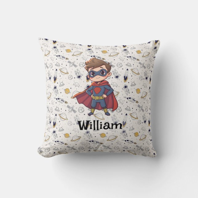 Coussin Personalized Superhero Name Pillow - Kids Pillow (Recto)