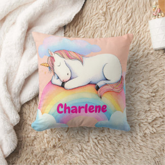 Coussin Personalized Unicorn Gift, Watercolors,