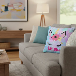 Coussin Personalized Unicorn Pillow for Girls – Custom Nam