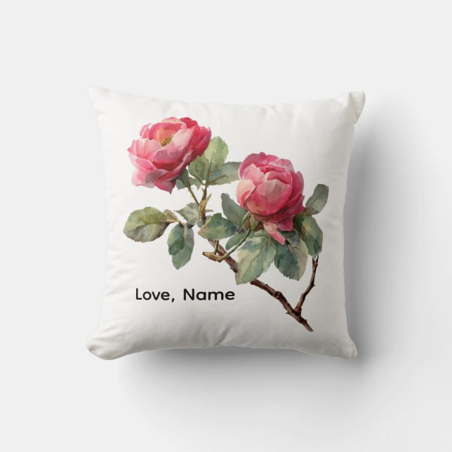 Coussin Personalized Valentine Rose Flower Pillow Cover  (Recto)