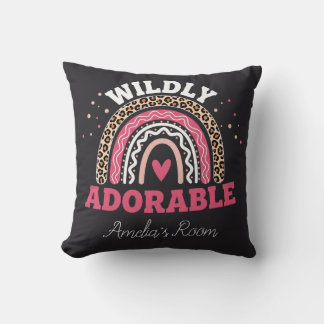 Coussin Personalized Wild One Boho Leopard Rainbow Throw 