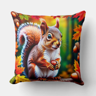 Coussin Personnage adorable d'écureuil en forêt