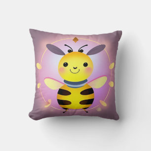 Coussin Personnage de abeille de dessin animé souriant