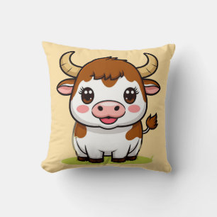 Coussin Personnage de taureau de dessin animé mignon avec