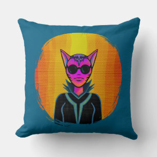 Coussin Personnage félin en triple exemplaire