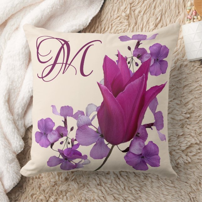 Coussin Personnalisable M monogramme rose violet tendance  (Couverture)