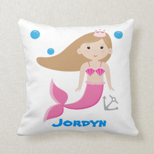 Coussin personnalisable mignon de sirène - sous la
