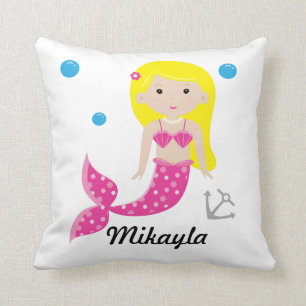 Coussin personnalisable mignon de sirène - sous la