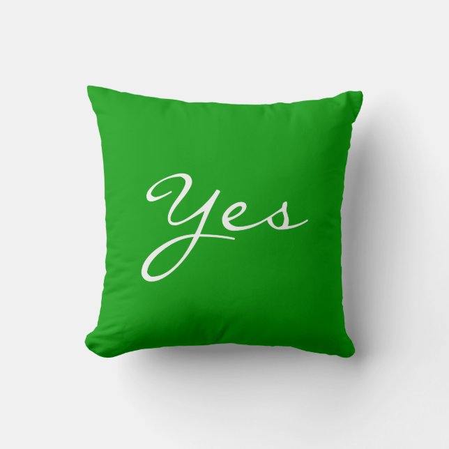 Coussin Personnalisable ! Vert "OUI/NON" d'amusement et (Recto)