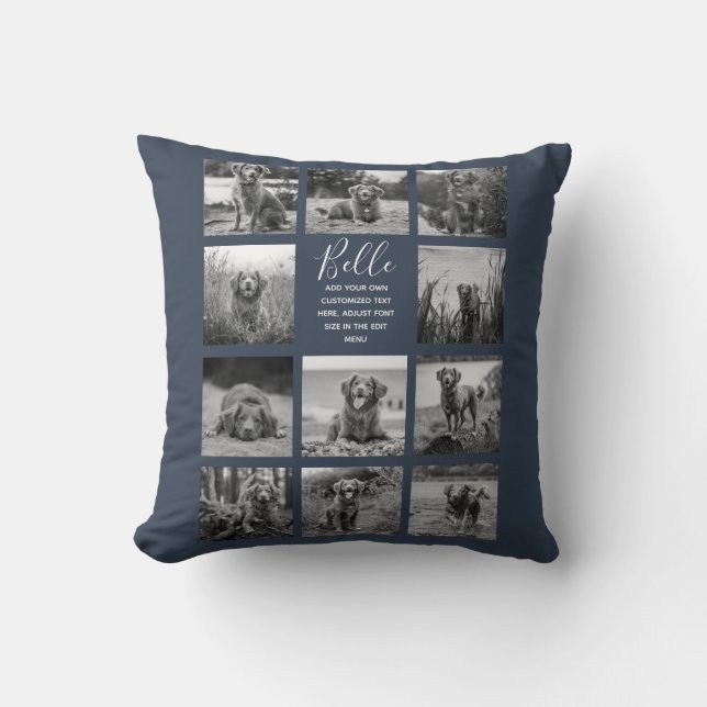 Coussin Personnalisé 11 Photo Collage Bleu foncé (Recto)