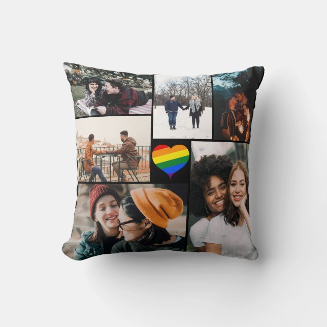 Coussin Personnalisé 12 Photos Gay pride LGBT Rainbow Love (Recto)