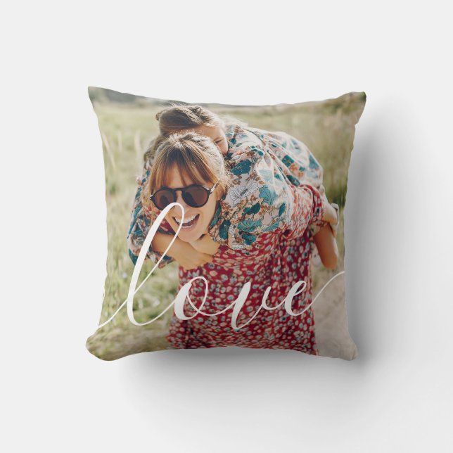Coussin Personnalisé 2 Photo Modern Script Love Family (Recto)