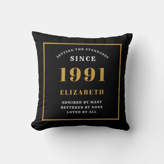 Coussin Personnalisé 30e anniversaire 1991 Elegant Chic Bl (Recto)