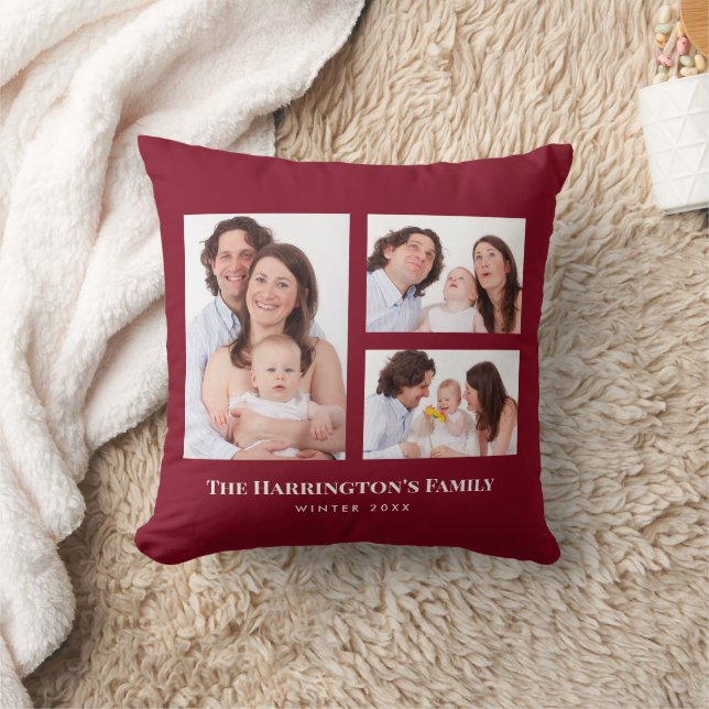 Coussin Personnalisé 3 sections Photos de famille Collage  (Couverture)