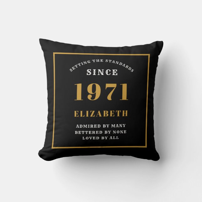 Coussin Personnalisé 50e anniversaire 1971 Elegant Chic Bl (Recto)