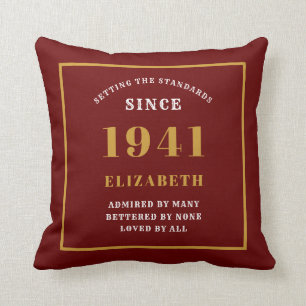 Coussin Personnalisé 80e anniversaire 1941 Elégant Chic Re