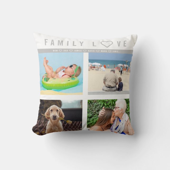 Coussin Personnalisé 8 Photo Famille Amour Souvenirs (Recto)