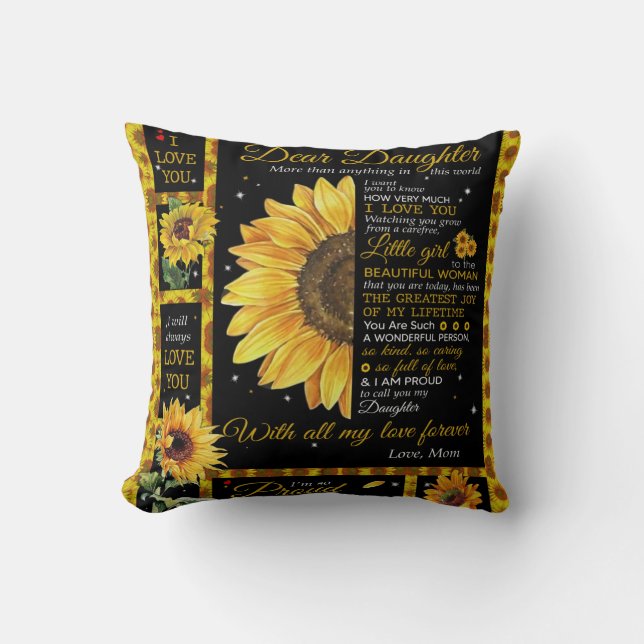 Coussin Personnalisé À Ma Fille, Amour De La Mère Sunflow (Recto)