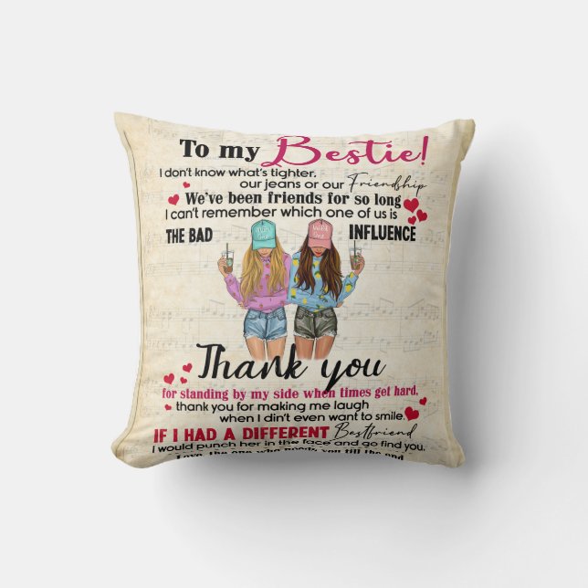 Coussin Personnalisé À Mon Bestie Pour Best Friends Cadeau (Recto)
