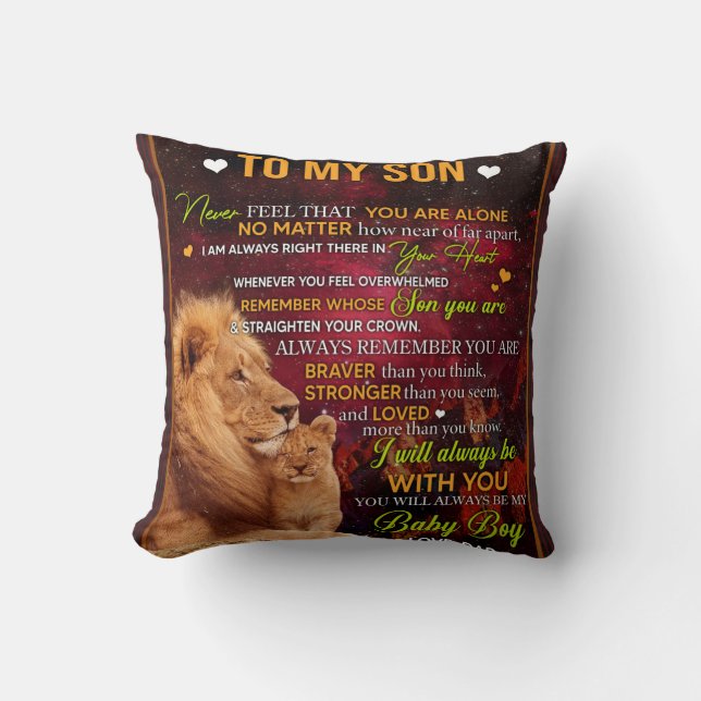 Coussin Personnalisé À Mon Lion Fils, Lettre D'Amour De Pa (Recto)