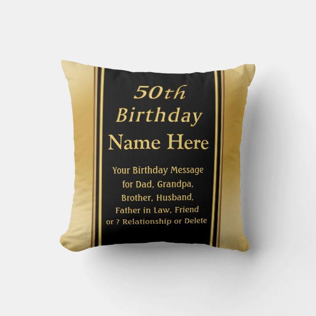 Coussin Personnalisé, Anniversaire présent pour un homme d (Recto)