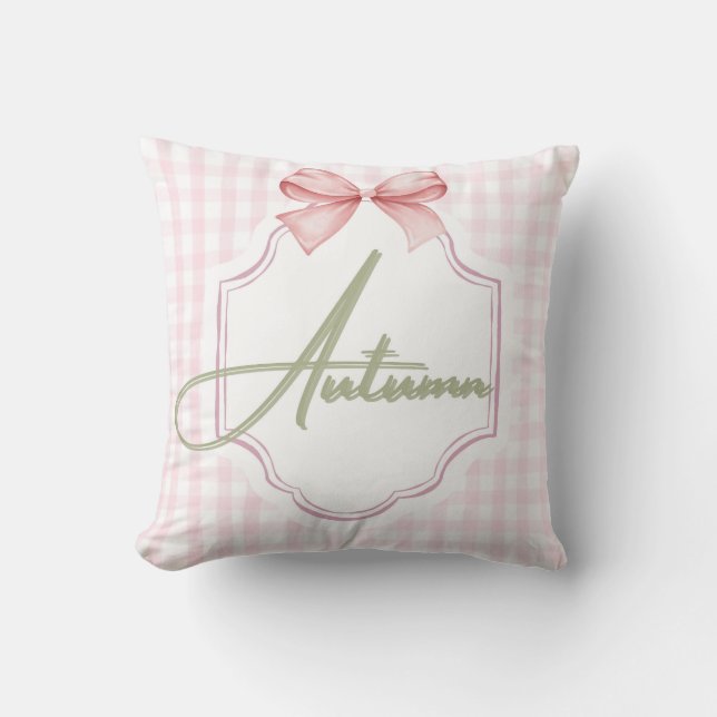 Coussin Personnalisé Automne Bébé Fille Nursery Bow&En vic (Recto)