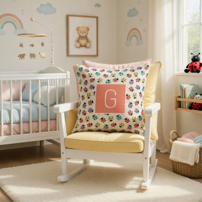 Coussin personnalisé avec coccinelles dessinées à  (Créateur téléchargé)