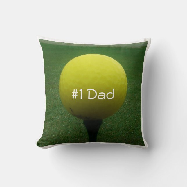 Coussin Personnalisé avec le nom balle de golf jaune (Recto)