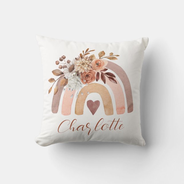 Coussin Personnalisé Boho Rust Terracotta Rainbow (Recto)