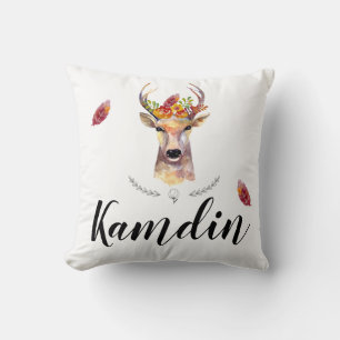 Coussin personnalisé cerf de boho Buck Head Browni