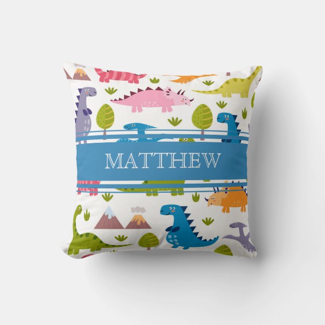 Coussin personnalisé de dinosaures mignon (Recto)
