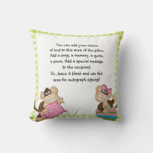 Coussin personnalisé de la fête du singe