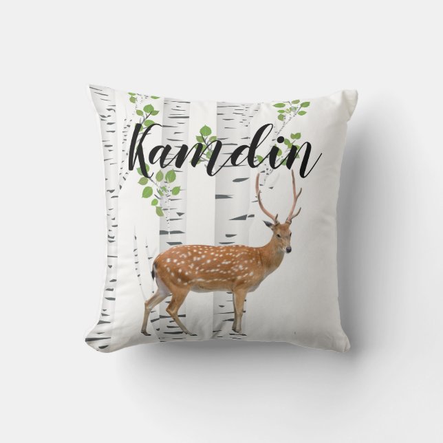 Coussin personnalisé Deer Doe Buck Woodland (Recto)
