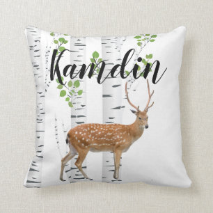 Coussin personnalisé Deer Doe Buck Woodland