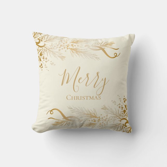 Coussin Personnalisé Elégant Golden Unique Joyeux Noël (Recto)