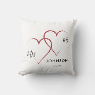 Coussin Personnalisé Élégant M. et Mme Mariage