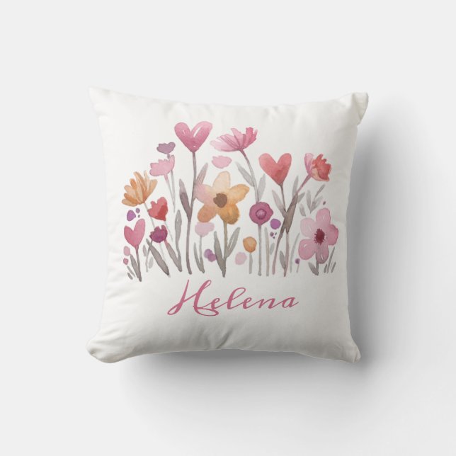 Coussin Personnalisé élégant rose floral rose (Recto)