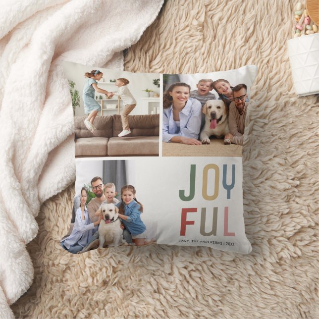 Coussin Personnalisé Famille 4 Photos Joyeux Noël (Couverture)