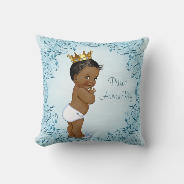 Coussin Personnalisé Feuilles ethniques de Prince Bleu (Recto)