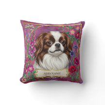 Coussin personnalisé Fleur rose pour Chin Japonais