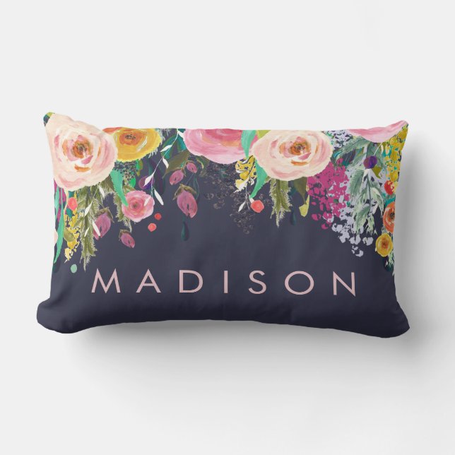 Coussin personnalisé floral peint de filles (Recto)