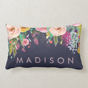 Coussin personnalisé floral peint de filles