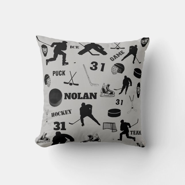 coussin personnalisé fou de HOCKEY (Recto)